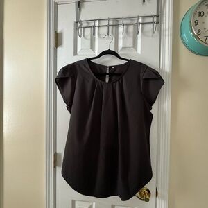 Black Boxy Cap Sleeve Blouse